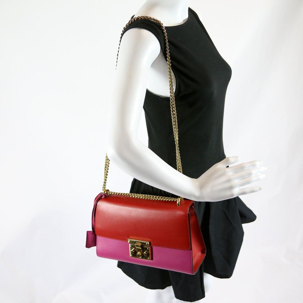 Gucci 409486 Padlock Calfskin Shoulder Medium Pink/Red