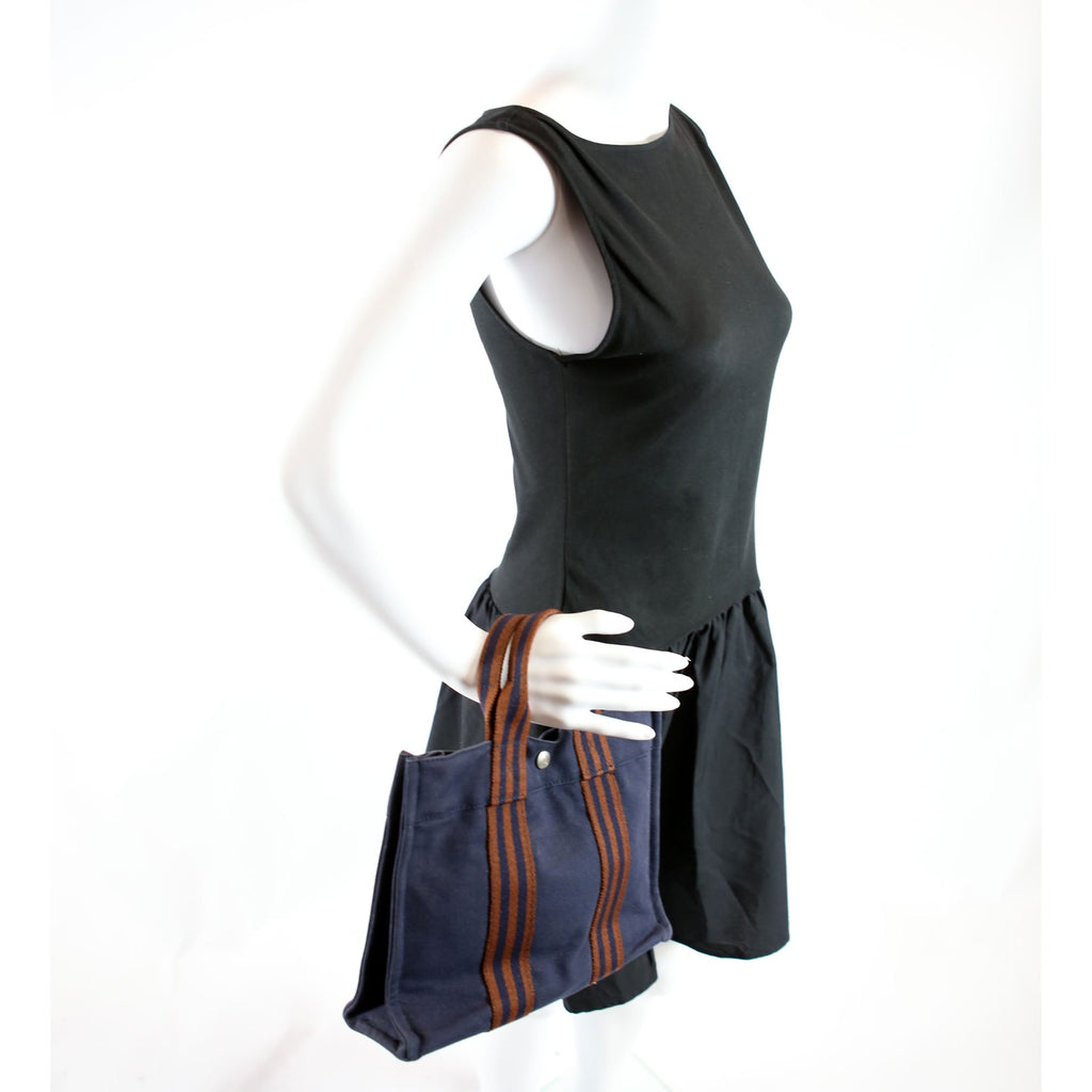 Toile Fourre-Tout PM Tote Navy/Brown