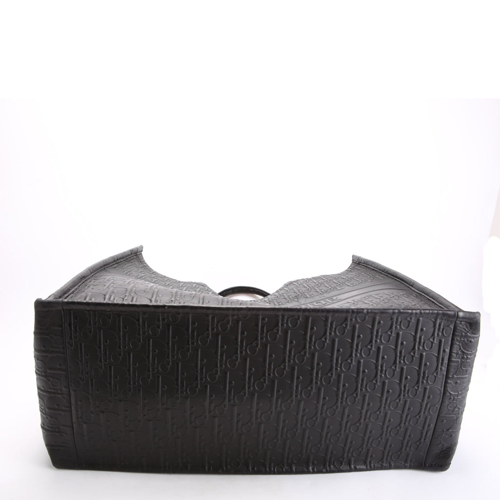 Book Tote Large Calfskin Embossed Black