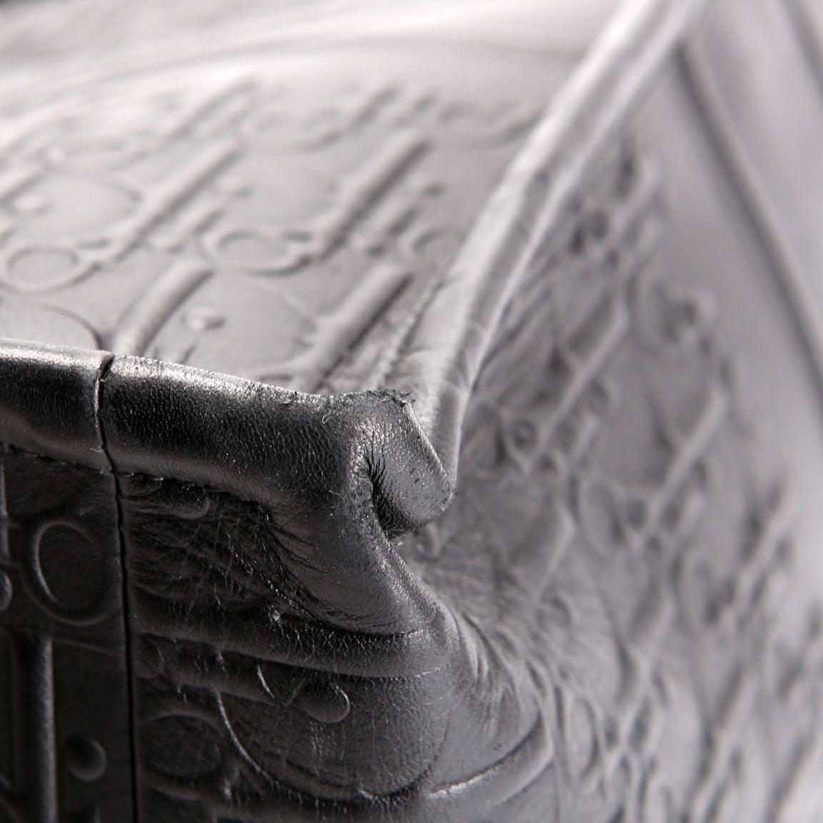 Book Tote Large Calfskin Embossed Black