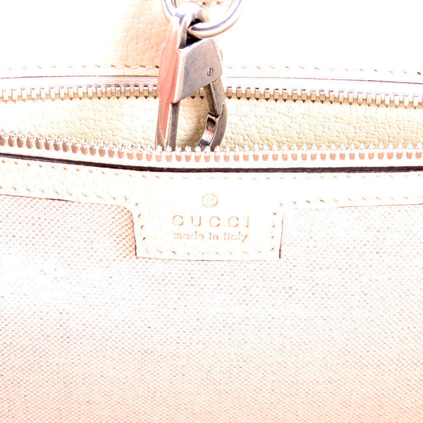 Gucci 701733 Interlocking G Web Canvas Tote White