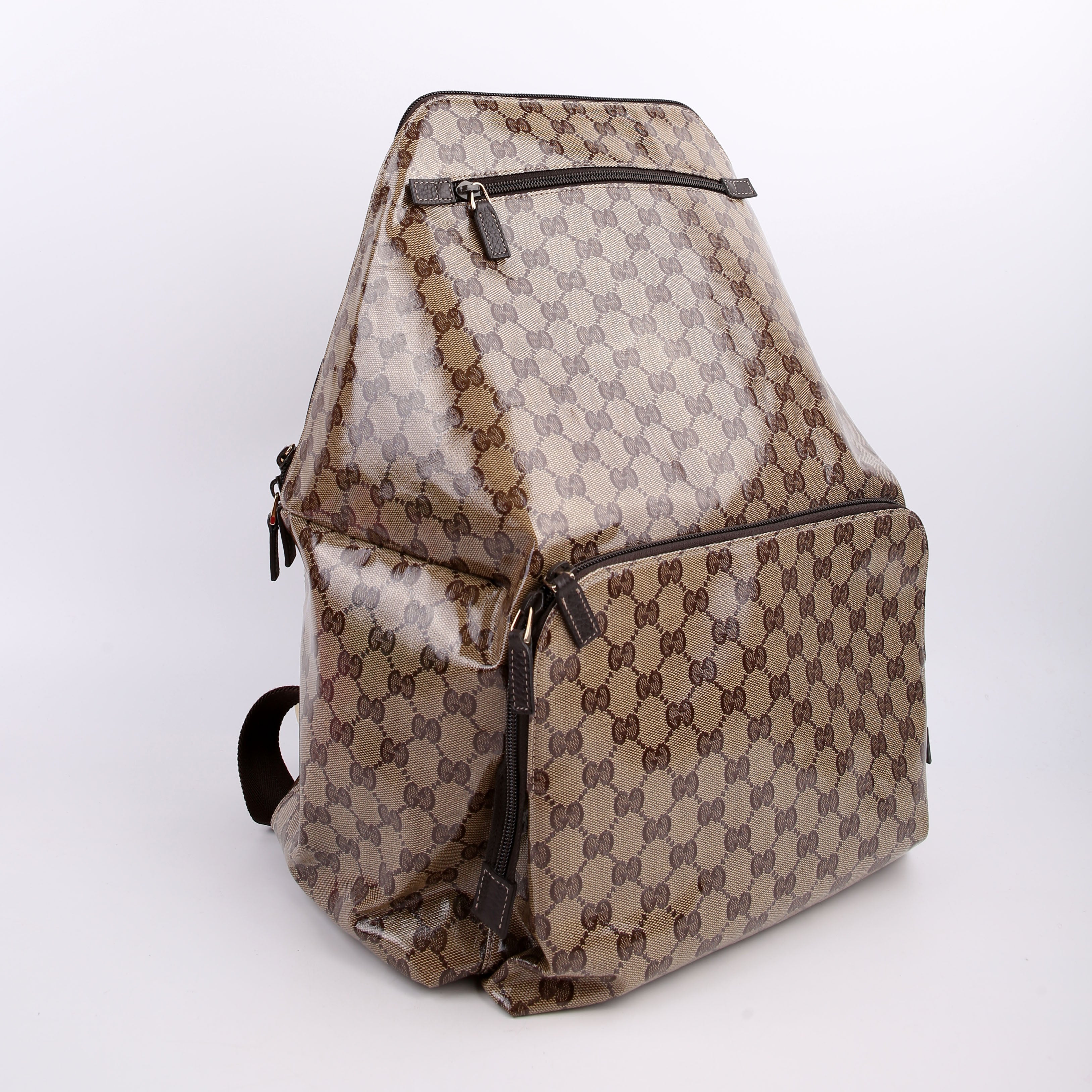 179606 Crystal GG Canvas Backpack Brown