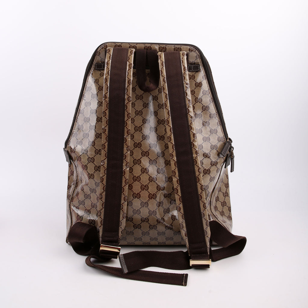179606 Crystal GG Canvas Backpack Brown