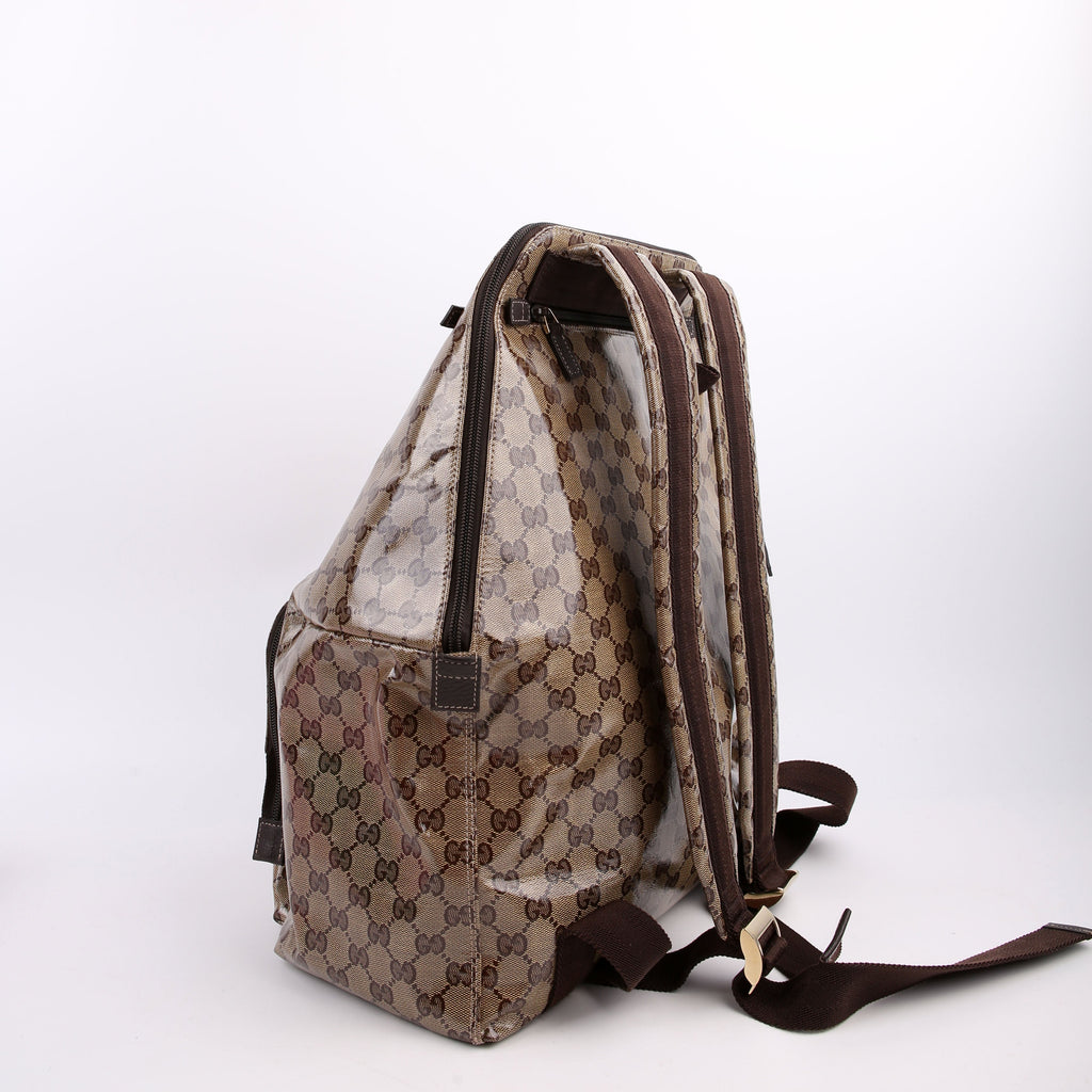 179606 Crystal GG Canvas Backpack Brown