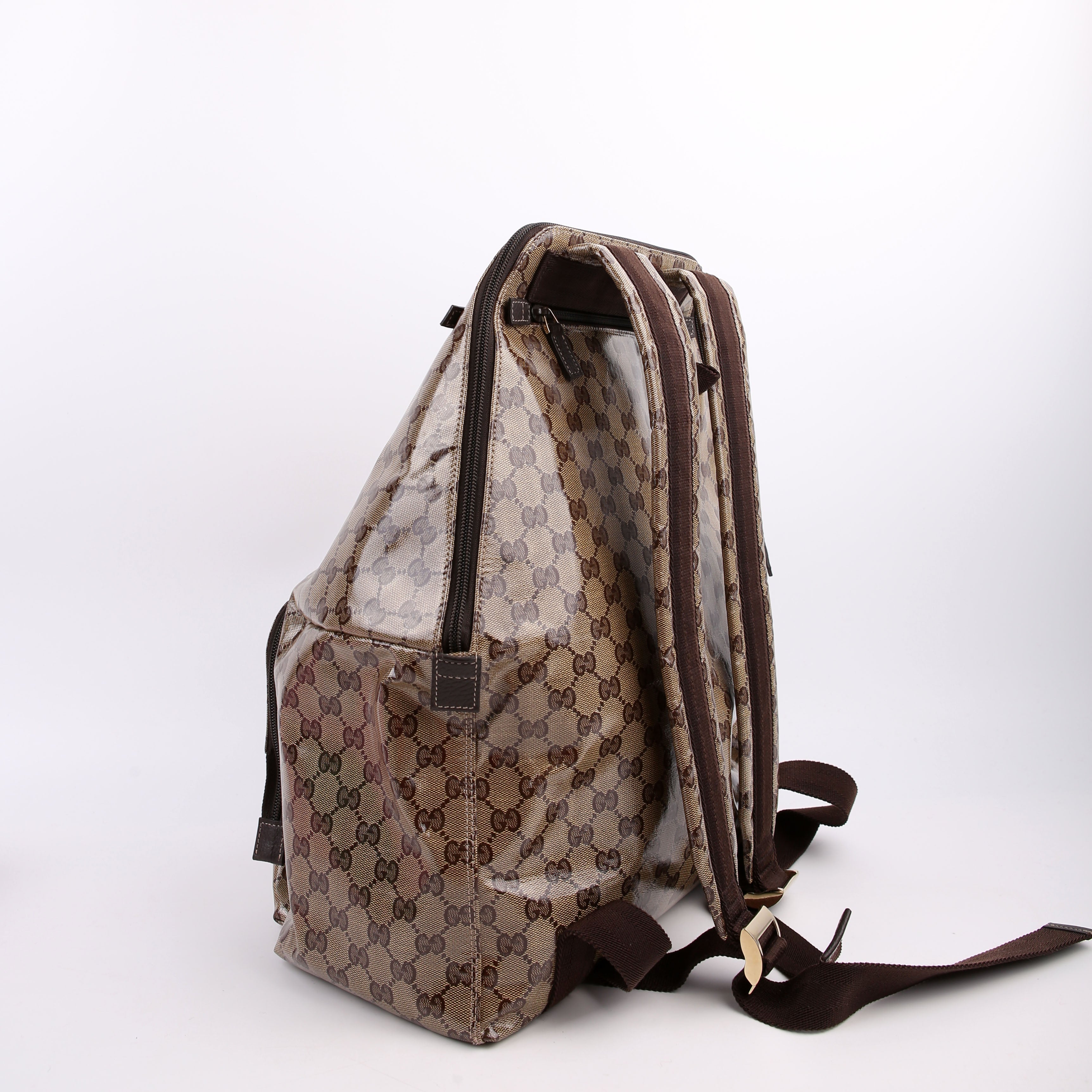 179606 Crystal GG Canvas Backpack Brown
