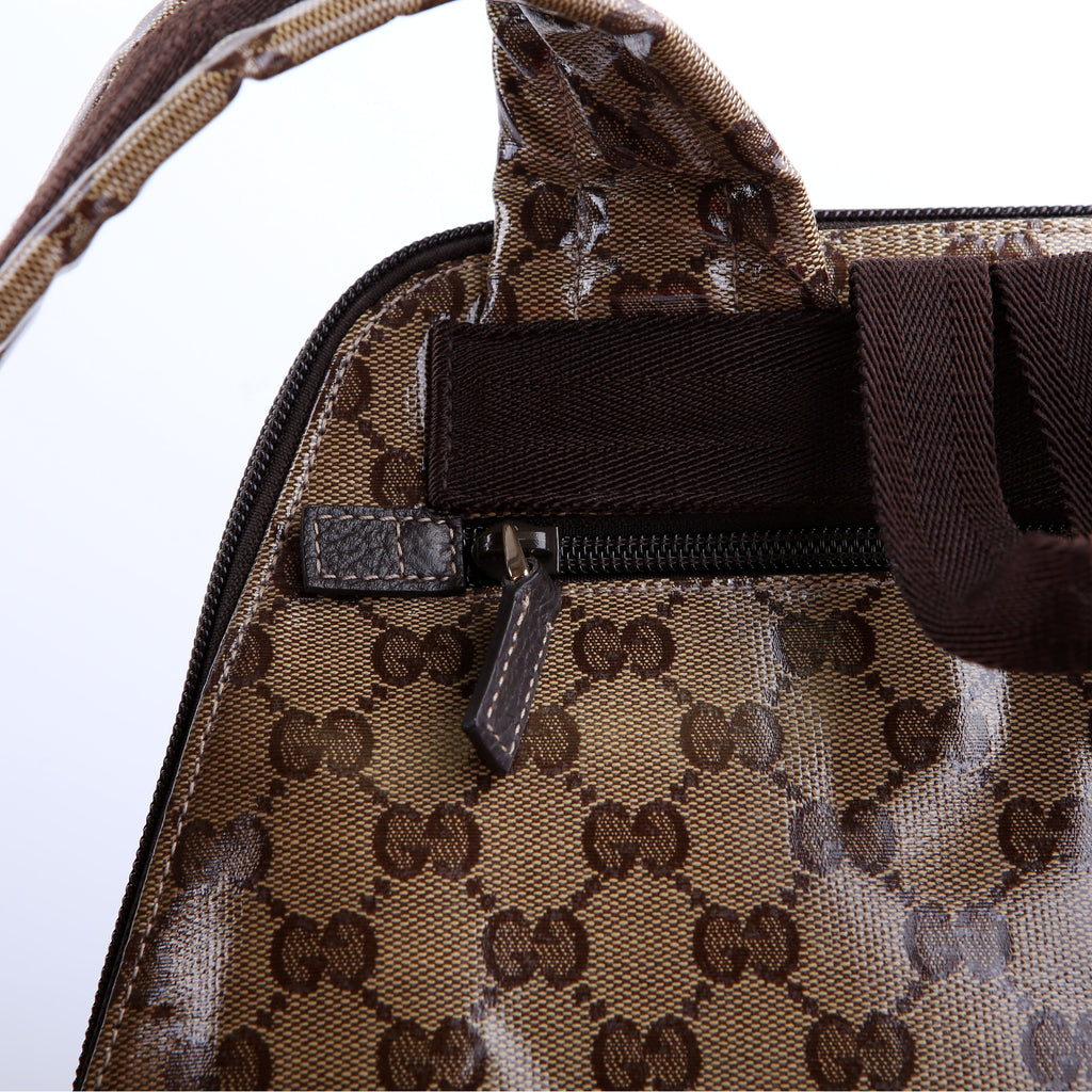 179606 Crystal GG Canvas Backpack Brown