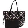 Neverfull With Wallet MM Giant Empreinte Broderies Black/Pink