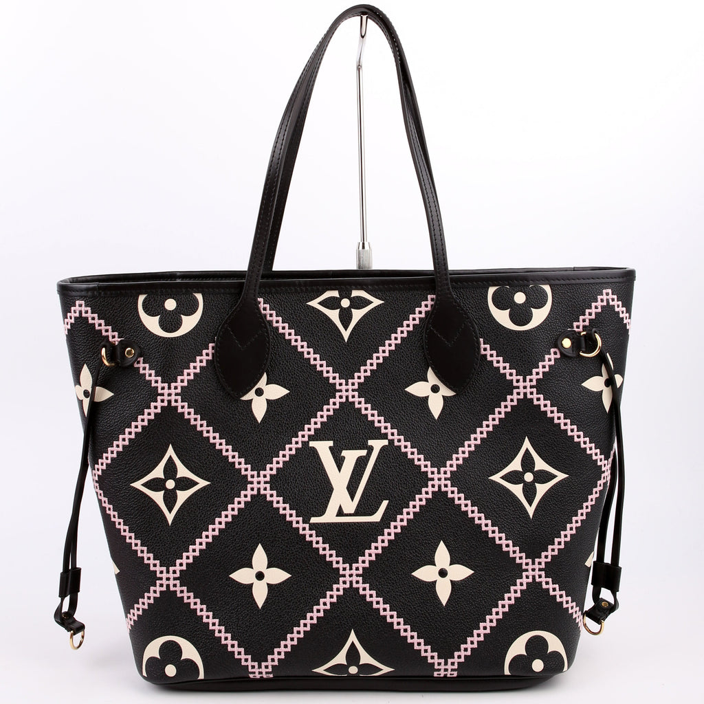 Neverfull With Wallet MM Giant Empreinte Broderies Black/Pink