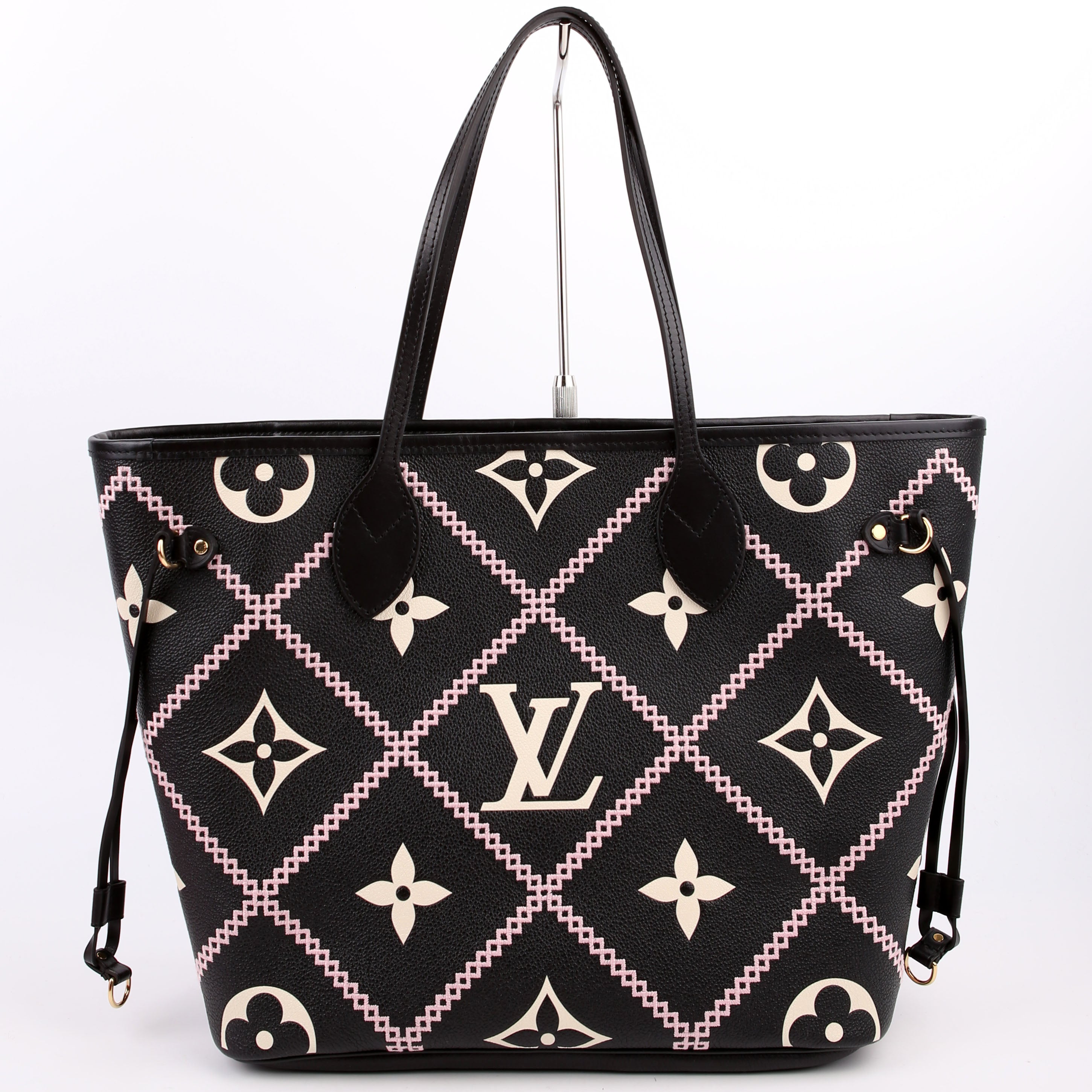Neverfull With Wallet MM Giant Empreinte Broderies Black/Pink