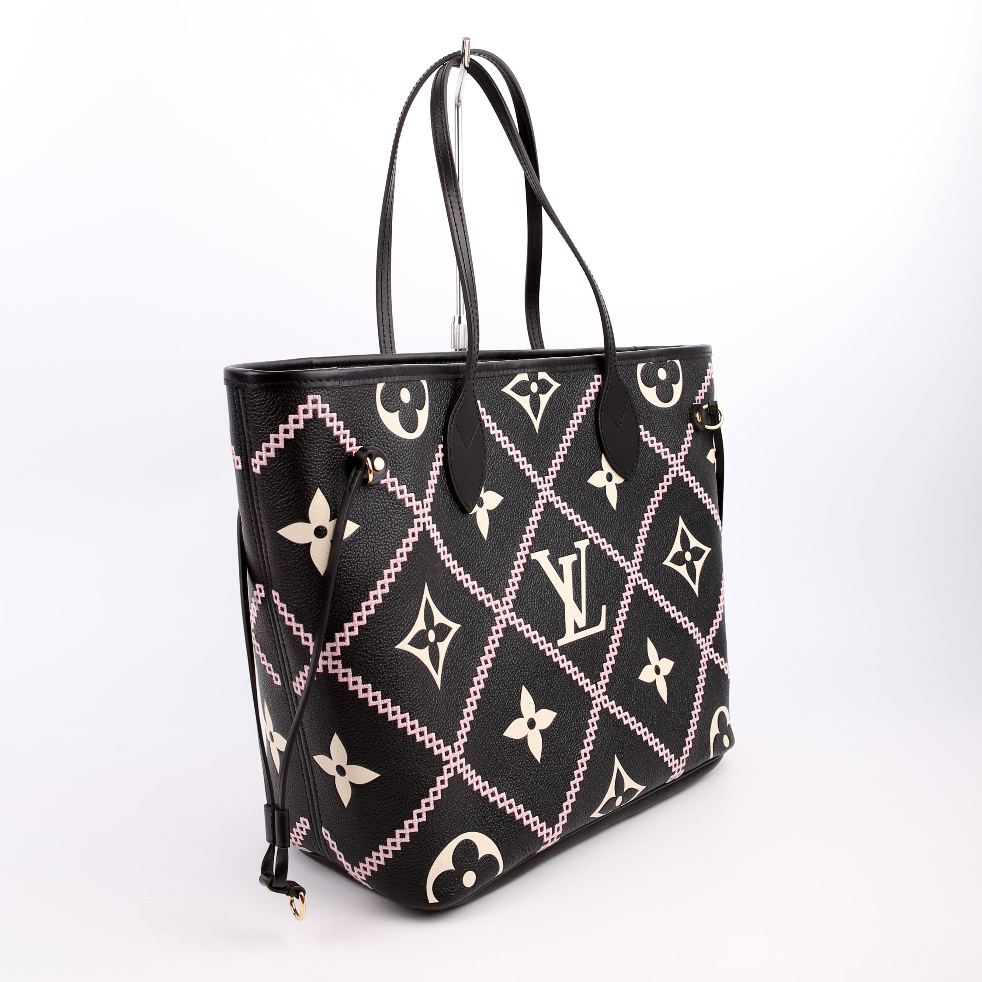 Neverfull With Wallet MM Giant Empreinte Broderies Black/Pink