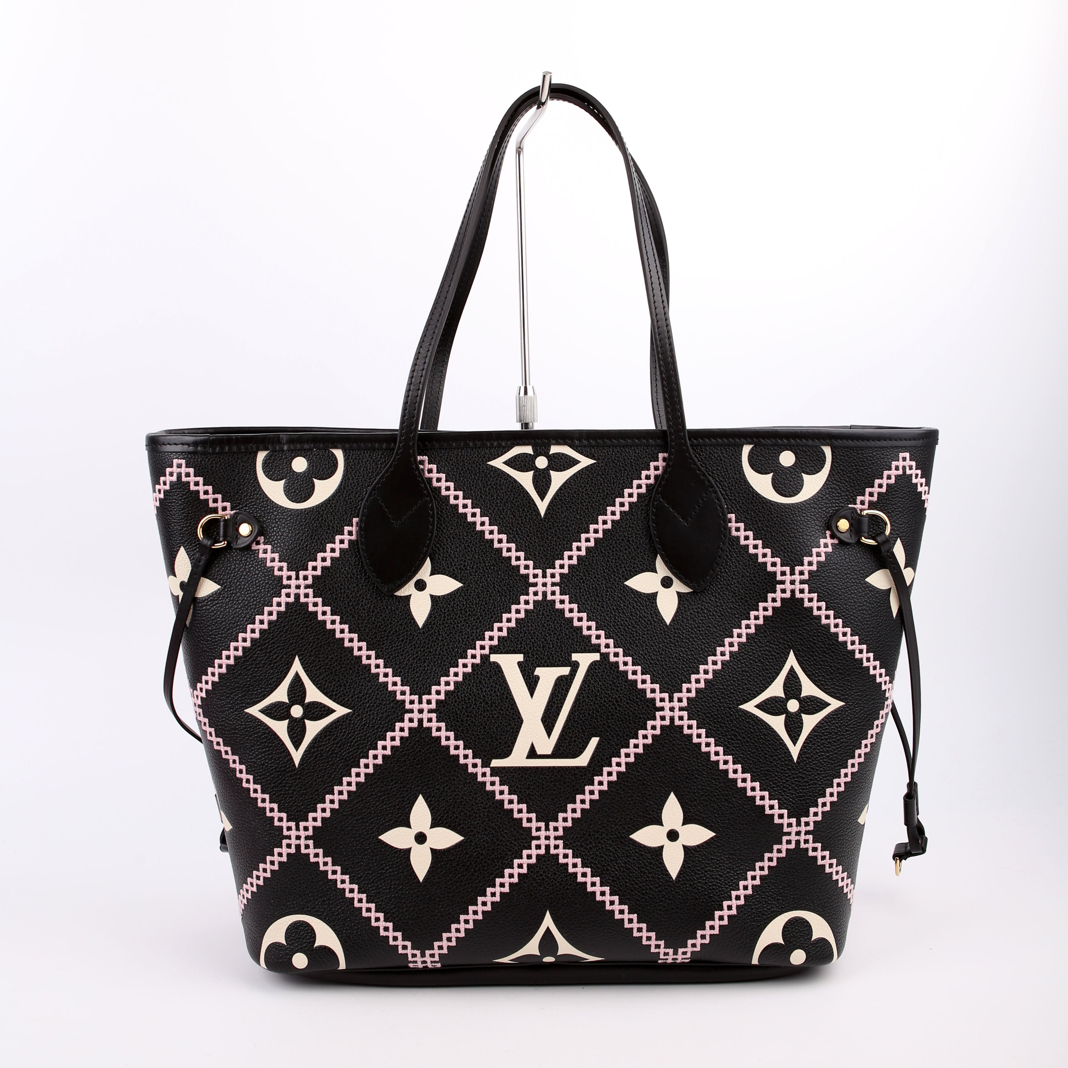 Neverfull With Wallet MM Giant Empreinte Broderies Black/Pink