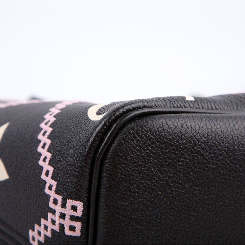 Neverfull With Wallet MM Giant Empreinte Broderies Black/Pink