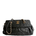 Chic Quilted Bowling Bag Iridescent Lambskin 15M Black/Gold
