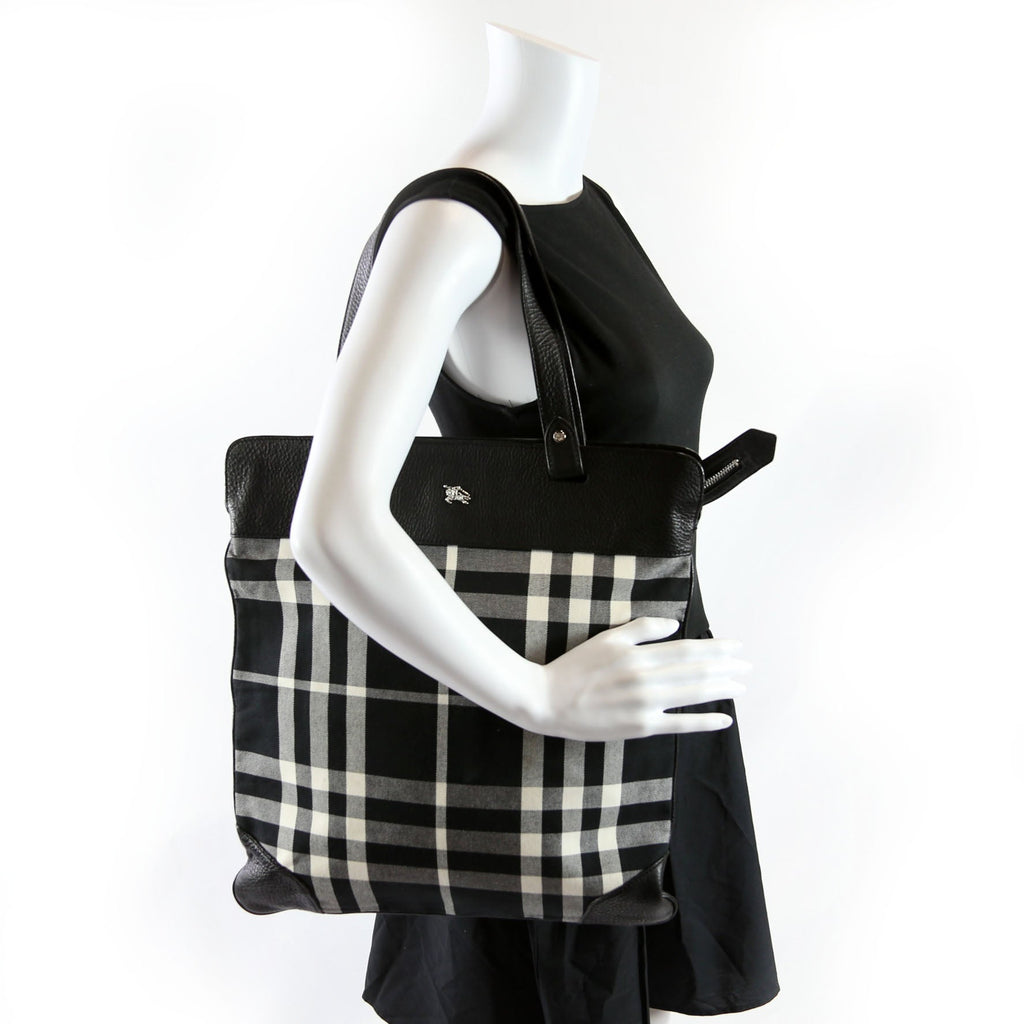 Stowell Roll-Up Canvas Tote Black/White