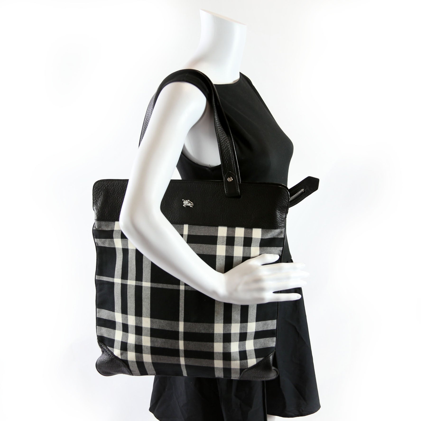 Stowell Roll-Up Canvas Tote Black/White