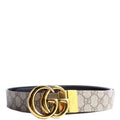 659416 GG Marmont Reversible Supreme/Leather Belt Size 100/40 Beige/Black