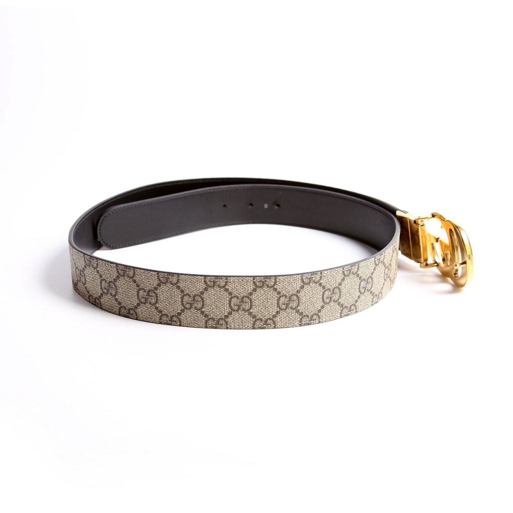 659416 GG Marmont Reversible Supreme/Leather Belt Size 100/40 Beige/Black