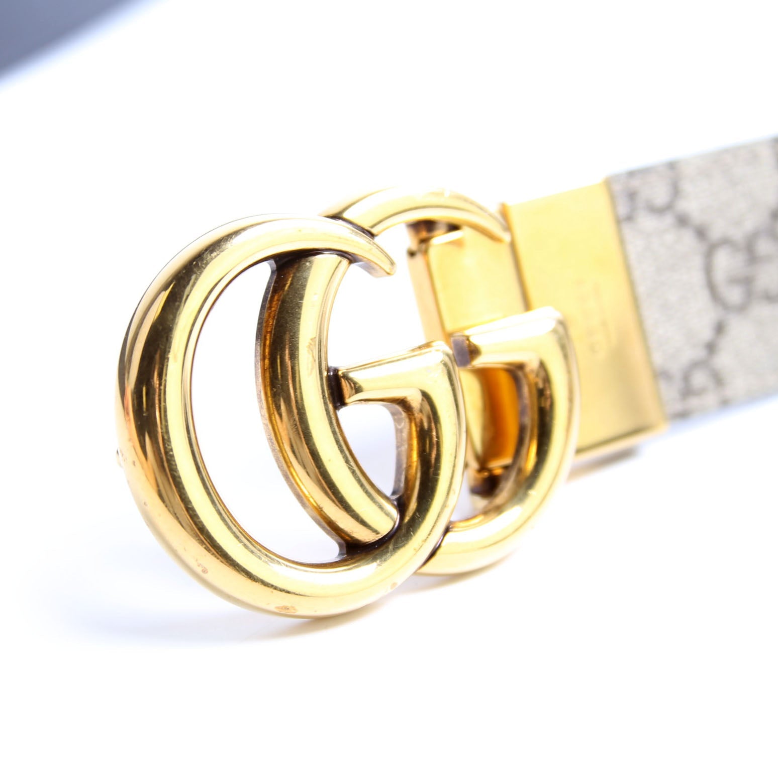 659416 GG Marmont Reversible Supreme/Leather Belt Size 100/40 Beige/Black