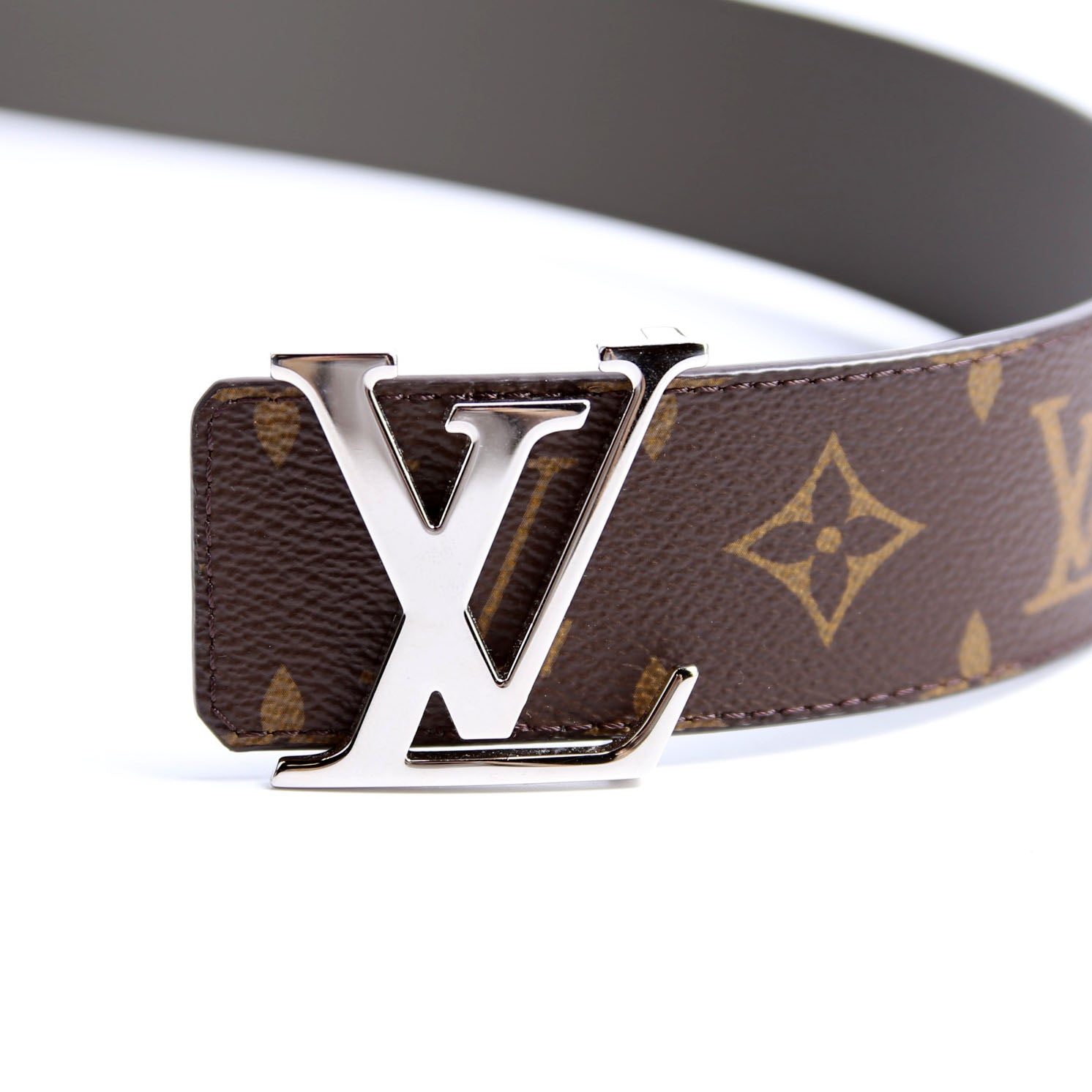 LV Initiales 40MM Reversible Leather/Monogram Belt Size 90/36 Black