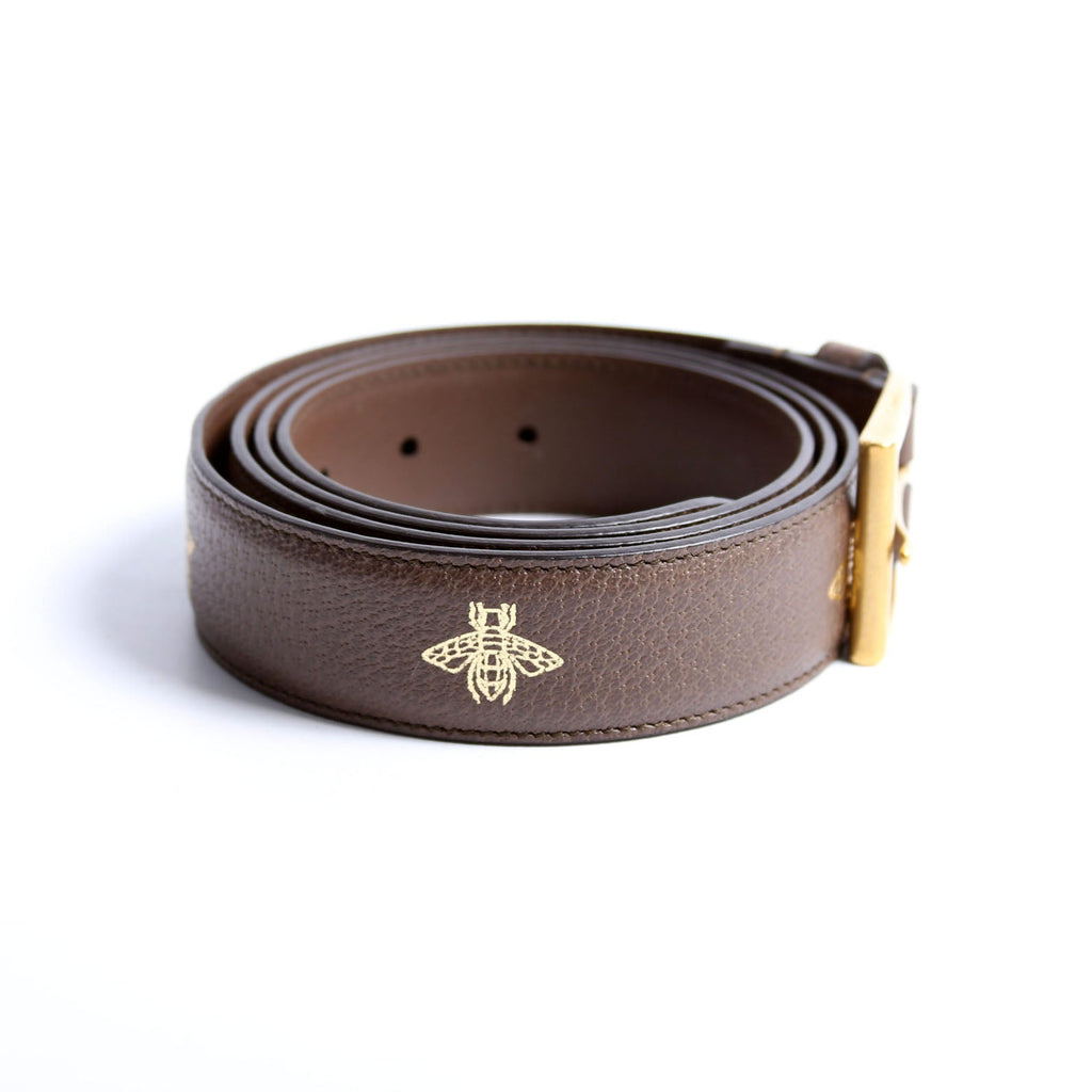 Gucci 495125 Bee Star Belt Size 120/48 Brown/Gold
