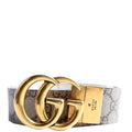 659416 GG Marmont Reversible Supreme/Leather Belt Size 95/38 Beige/Ivory