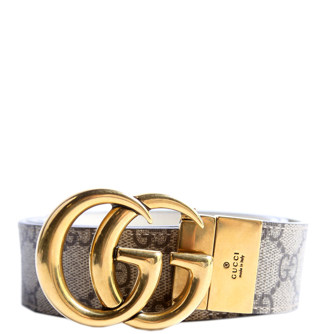 659416 GG Marmont Reversible Supreme/Leather Belt Size 95/38 Beige/Ivory
