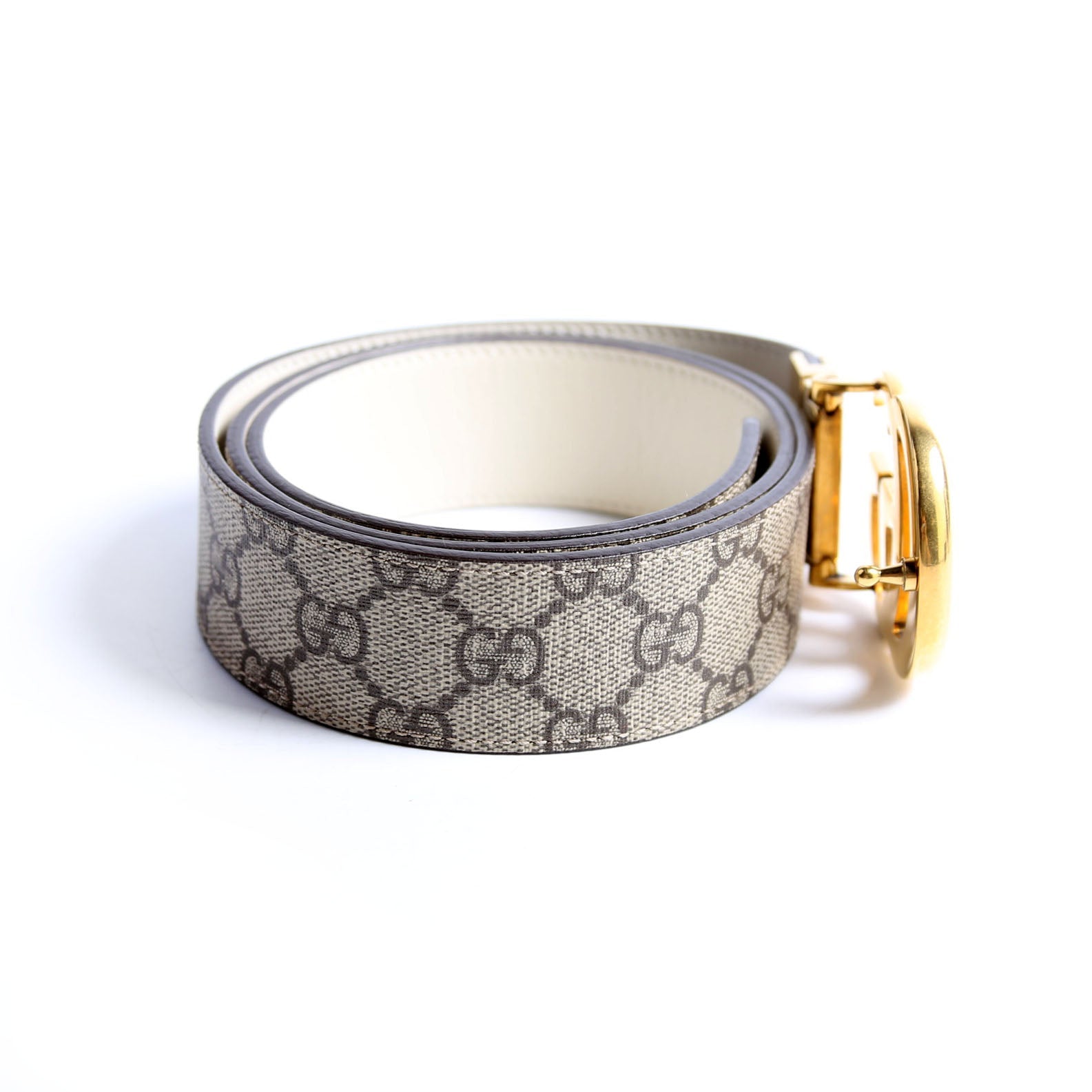 659416 GG Marmont Reversible Supreme/Leather Belt Size 95/38 Beige/Ivory
