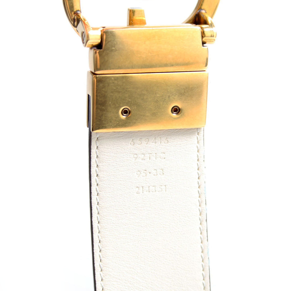659416 GG Marmont Reversible Supreme/Leather Belt Size 95/38 Beige/Ivory