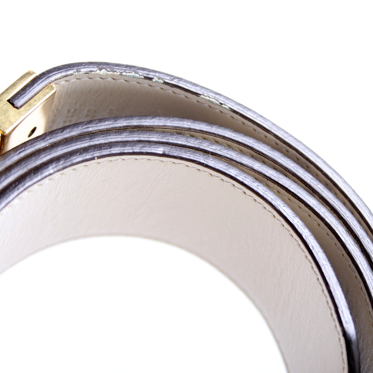 659416 GG Marmont Reversible Supreme/Leather Belt Size 95/38 Beige/Ivory