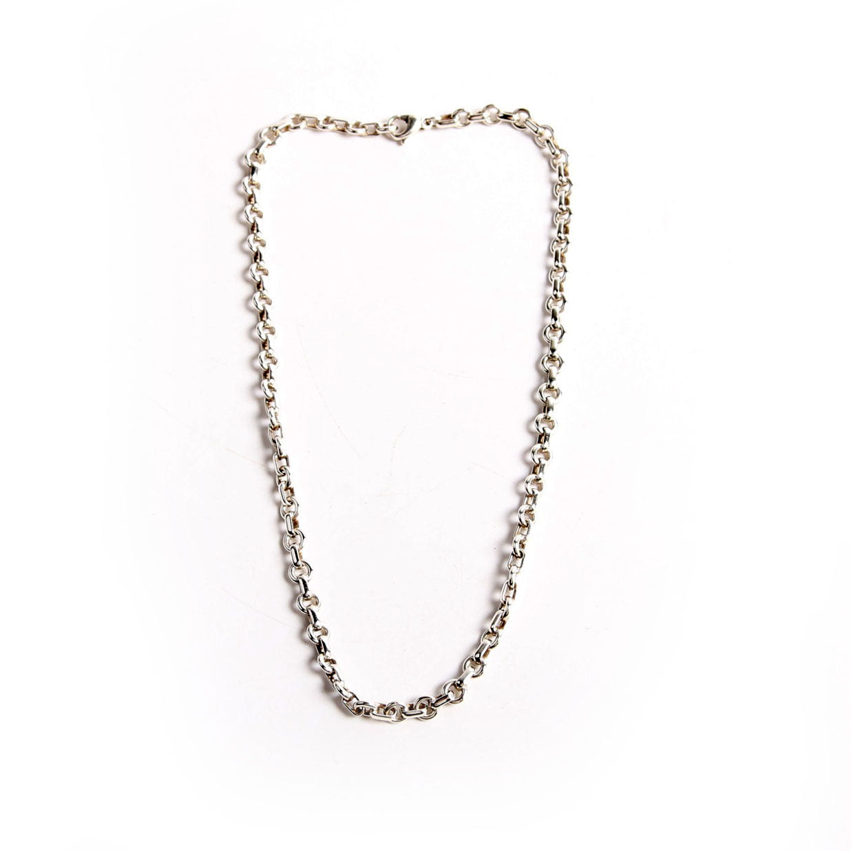 Donut Oval Link 16IN Chain Necklace 925