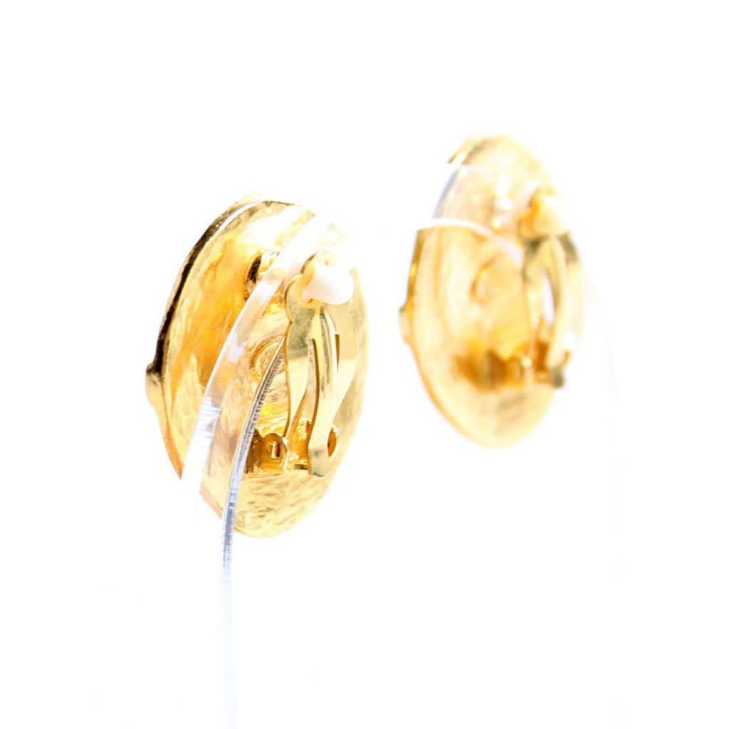 CC Stone Clip-On Vintage Earrings Gold/Teal