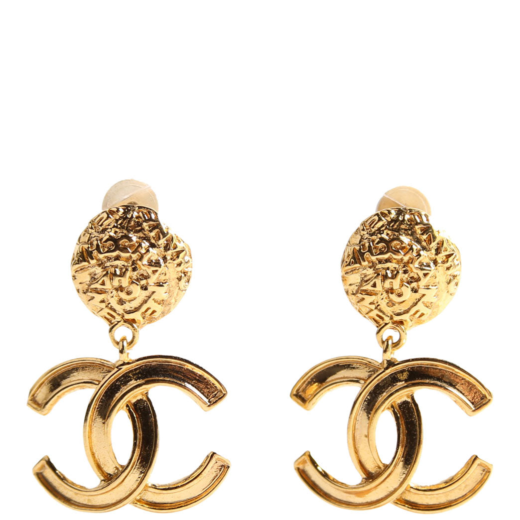 CC Drop Clip-On Vintage Earrings Gold