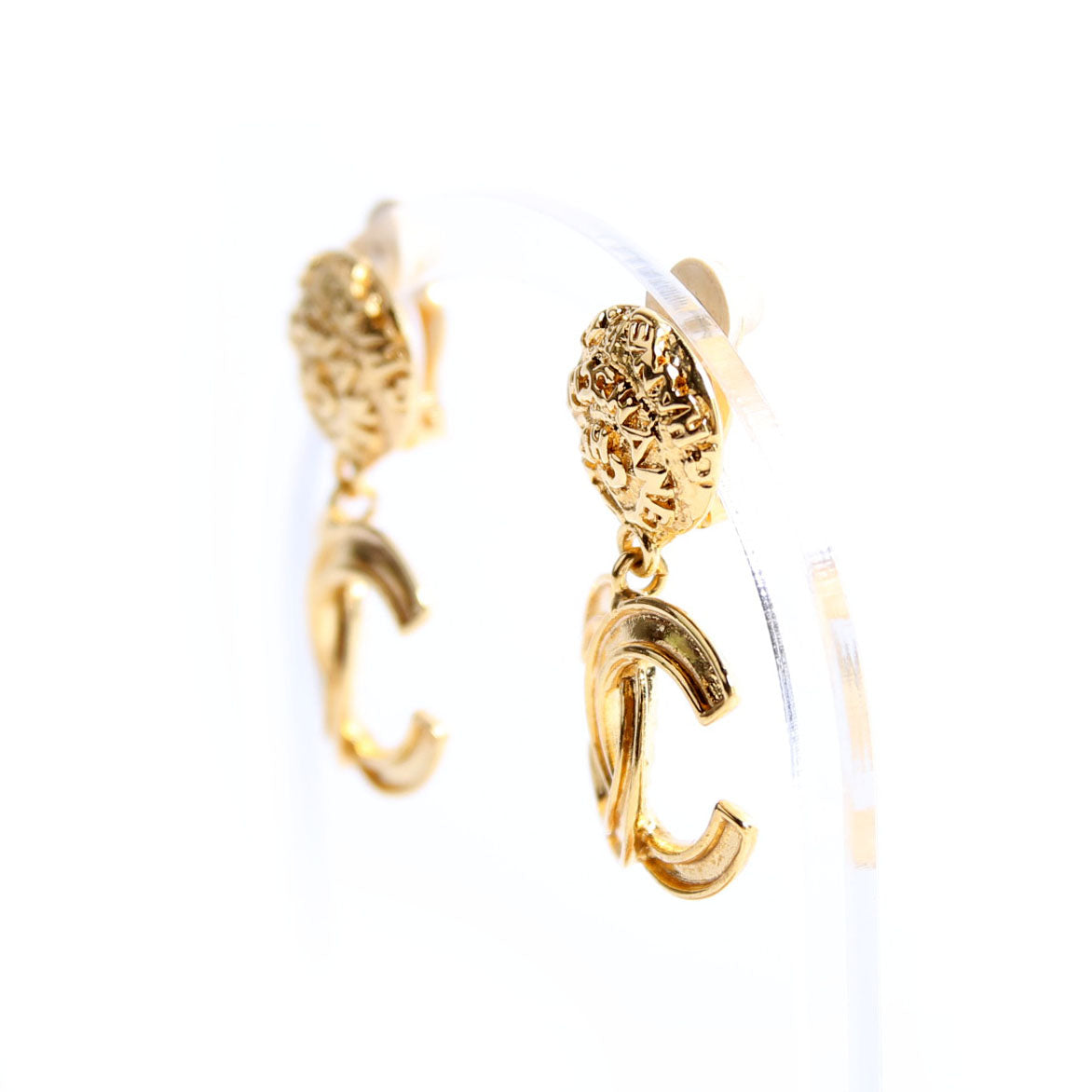 CC Drop Clip-On Vintage Earrings Gold