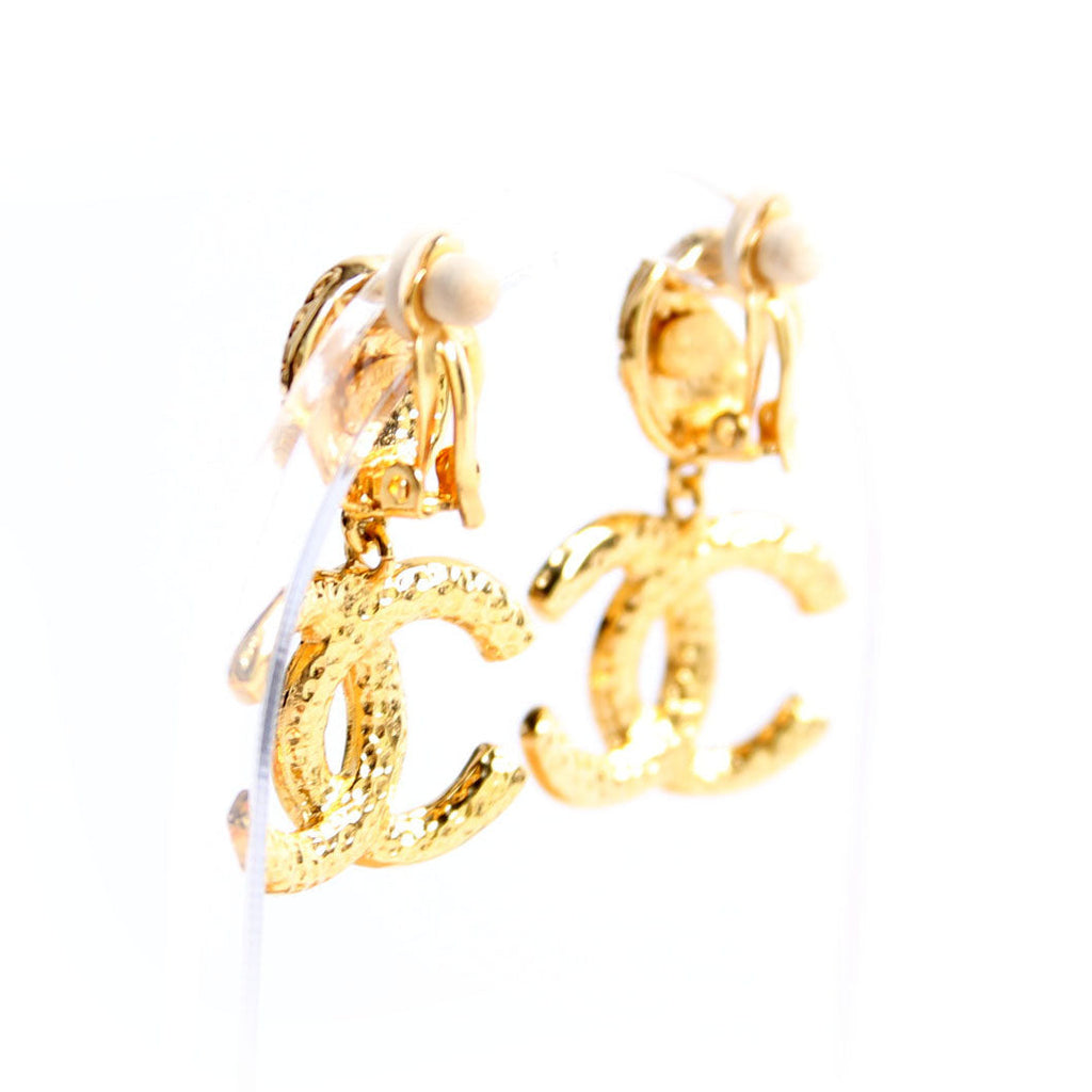 CC Drop Clip-On Vintage Earrings Gold