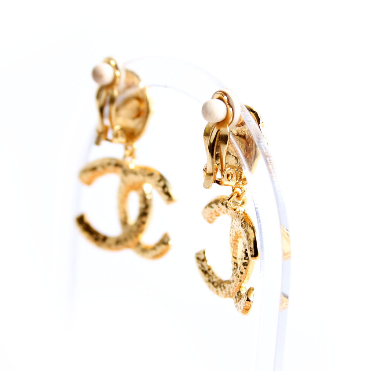CC Drop Clip-On Vintage Earrings Gold