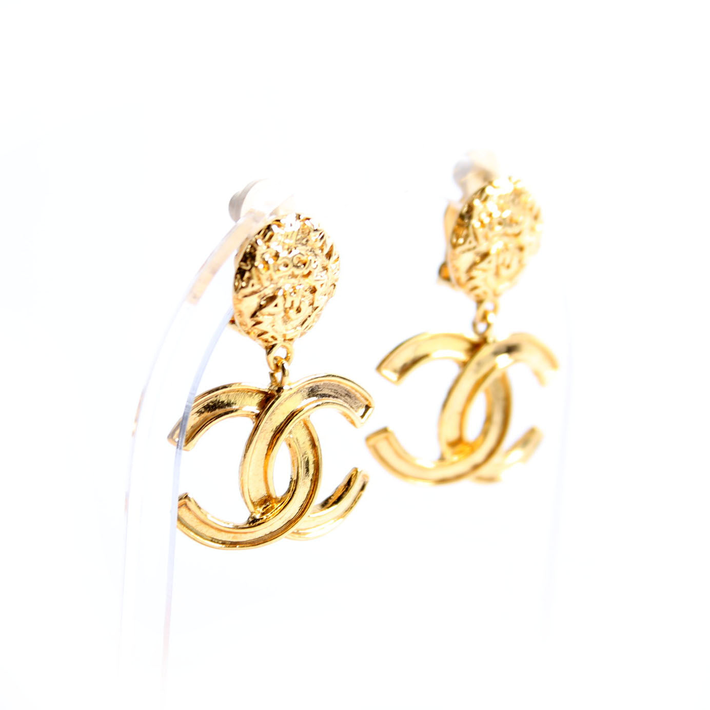 CC Drop Clip-On Vintage Earrings Gold