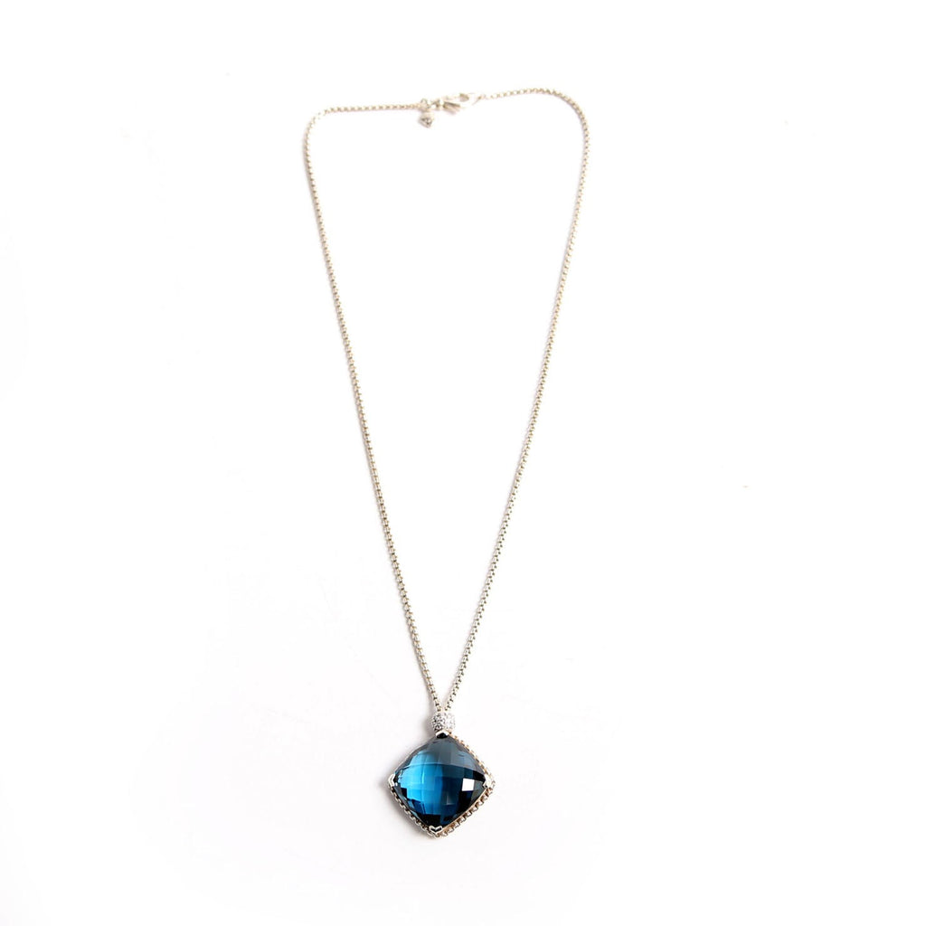 Cushion On Point Pendant Necklace 925/Topaz