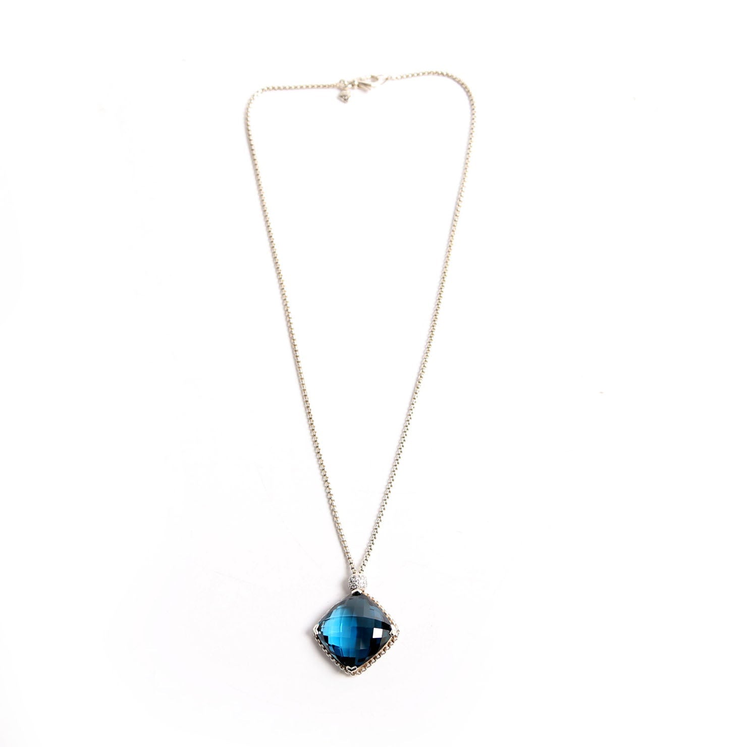 Cushion On Point Pendant Necklace 925/Topaz