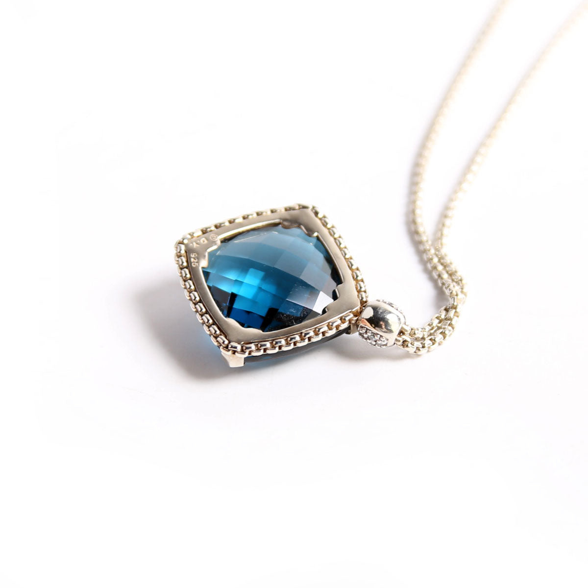 Cushion On Point Pendant Necklace 925/Topaz