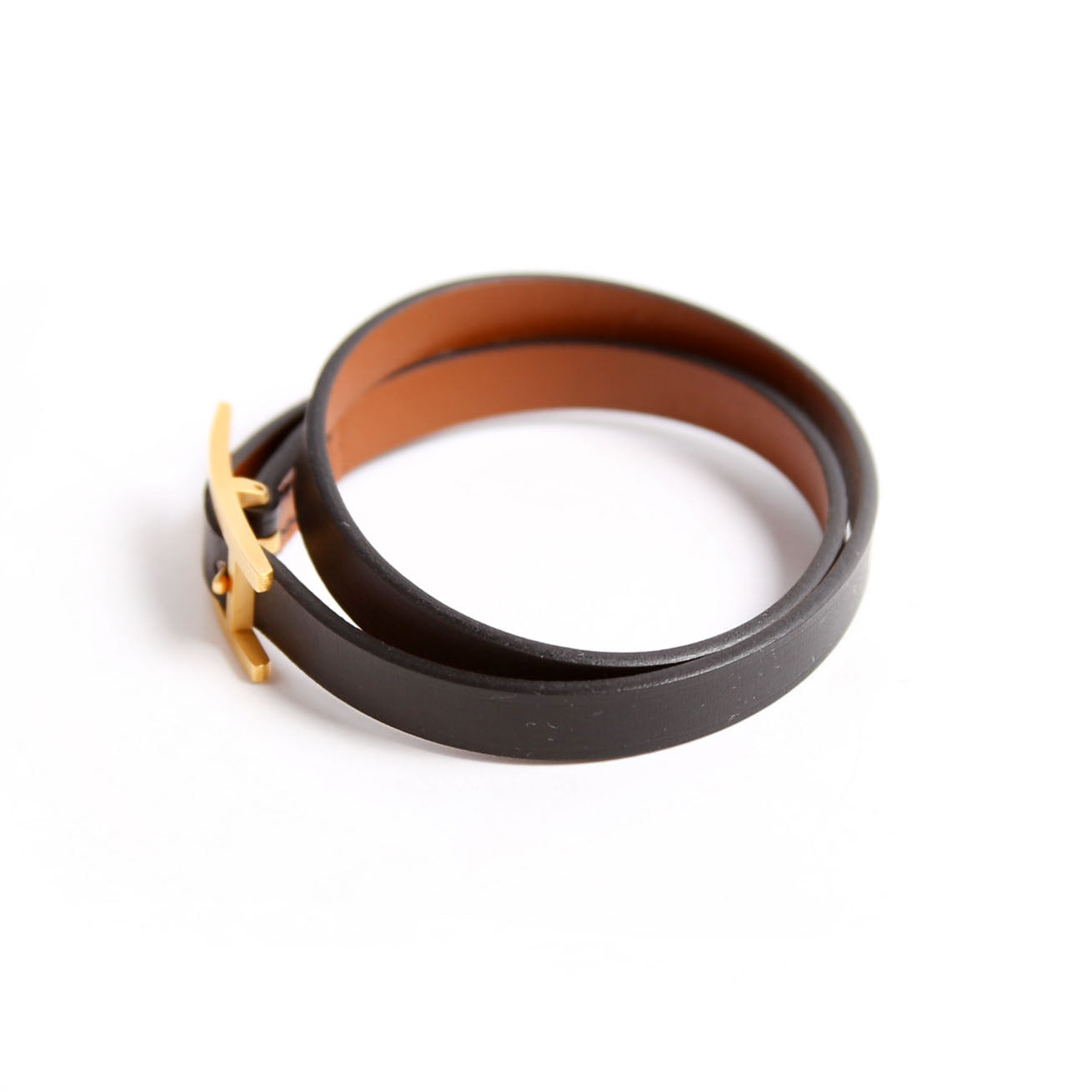 Hermes Behapi Double Tour Bracelet Black/Gold