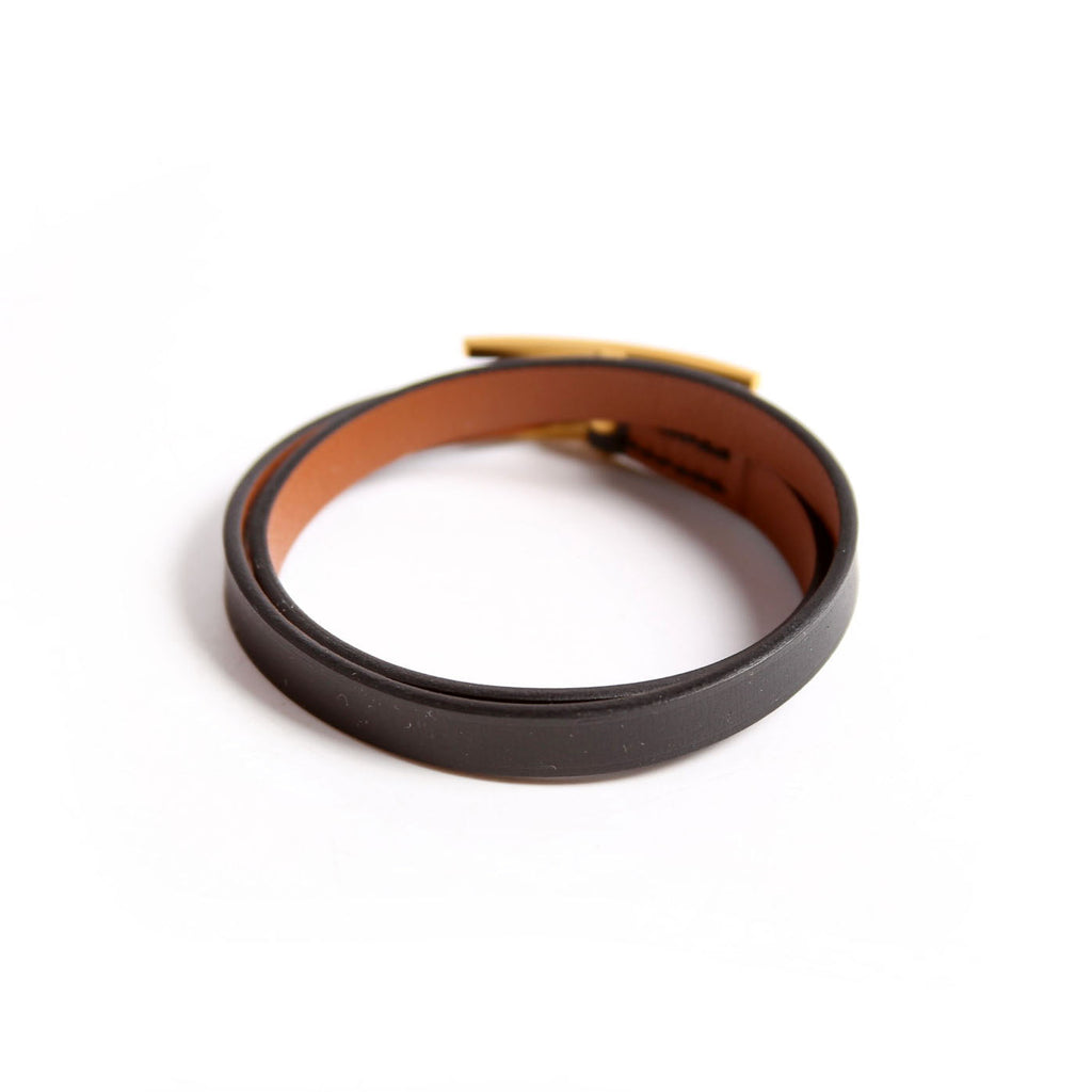 Hermes Behapi Double Tour Bracelet Black/Gold