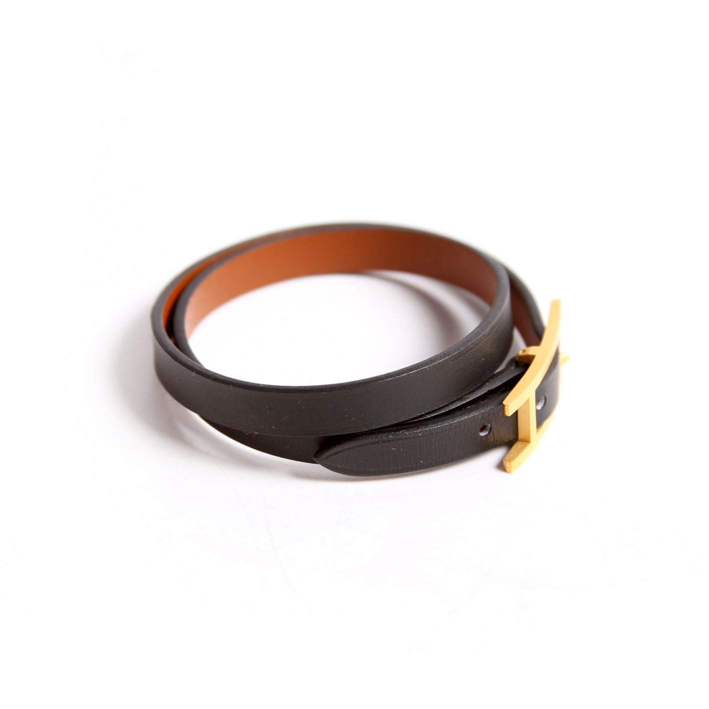 Hermes Behapi Double Tour Bracelet Black/Gold