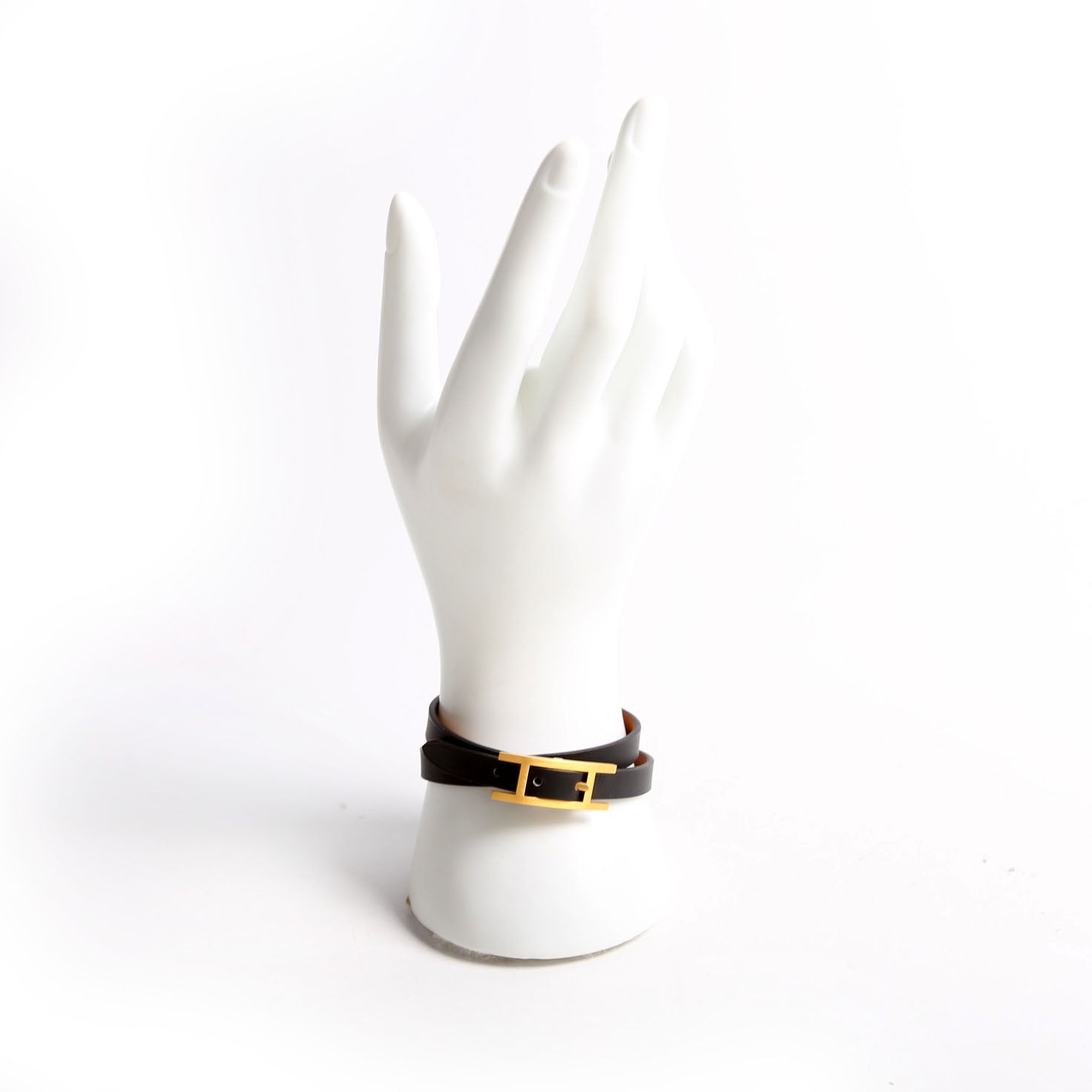 Hermes Behapi Double Tour Bracelet Black/Gold