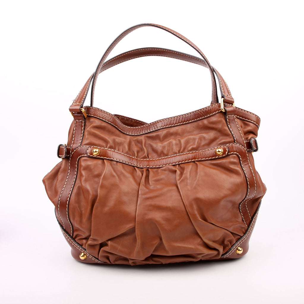 Gucci 203546 Leather Jockey Hobo Brown