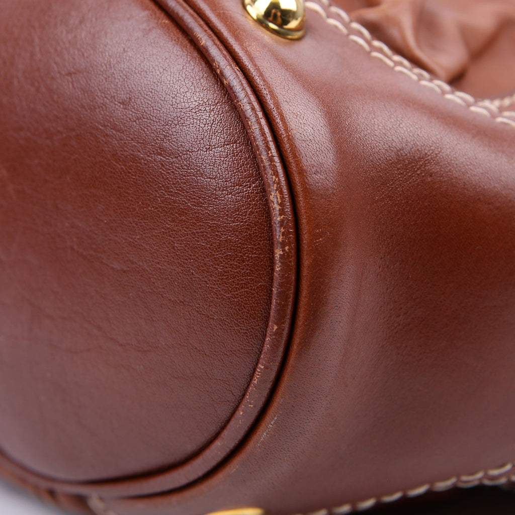 Gucci 203546 Leather Jockey Hobo Brown