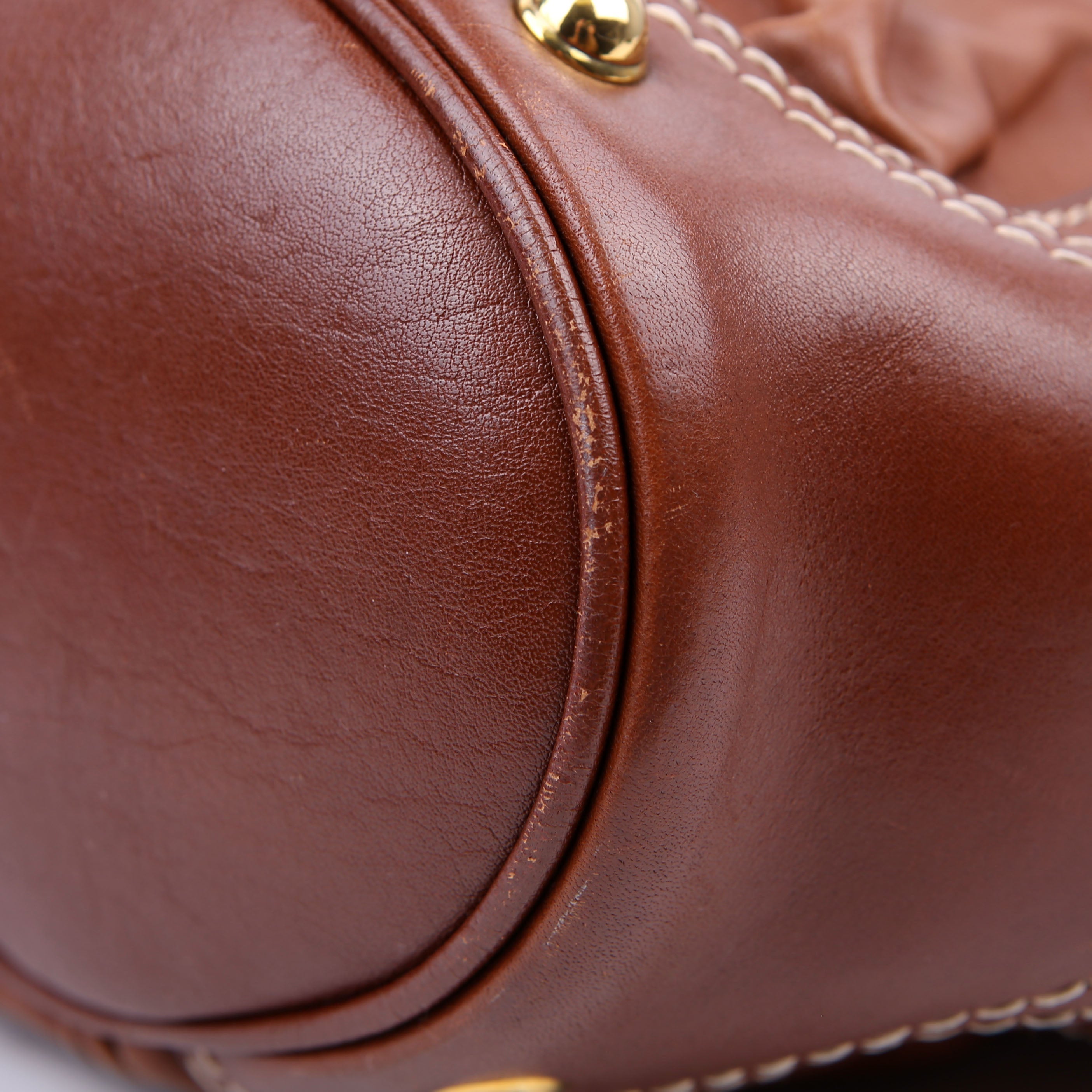 Gucci 203546 Leather Jockey Hobo Brown