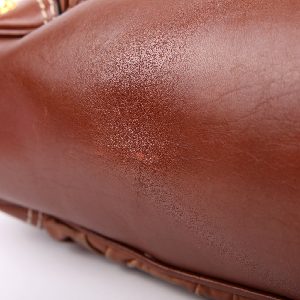 Gucci 203546 Leather Jockey Hobo Brown