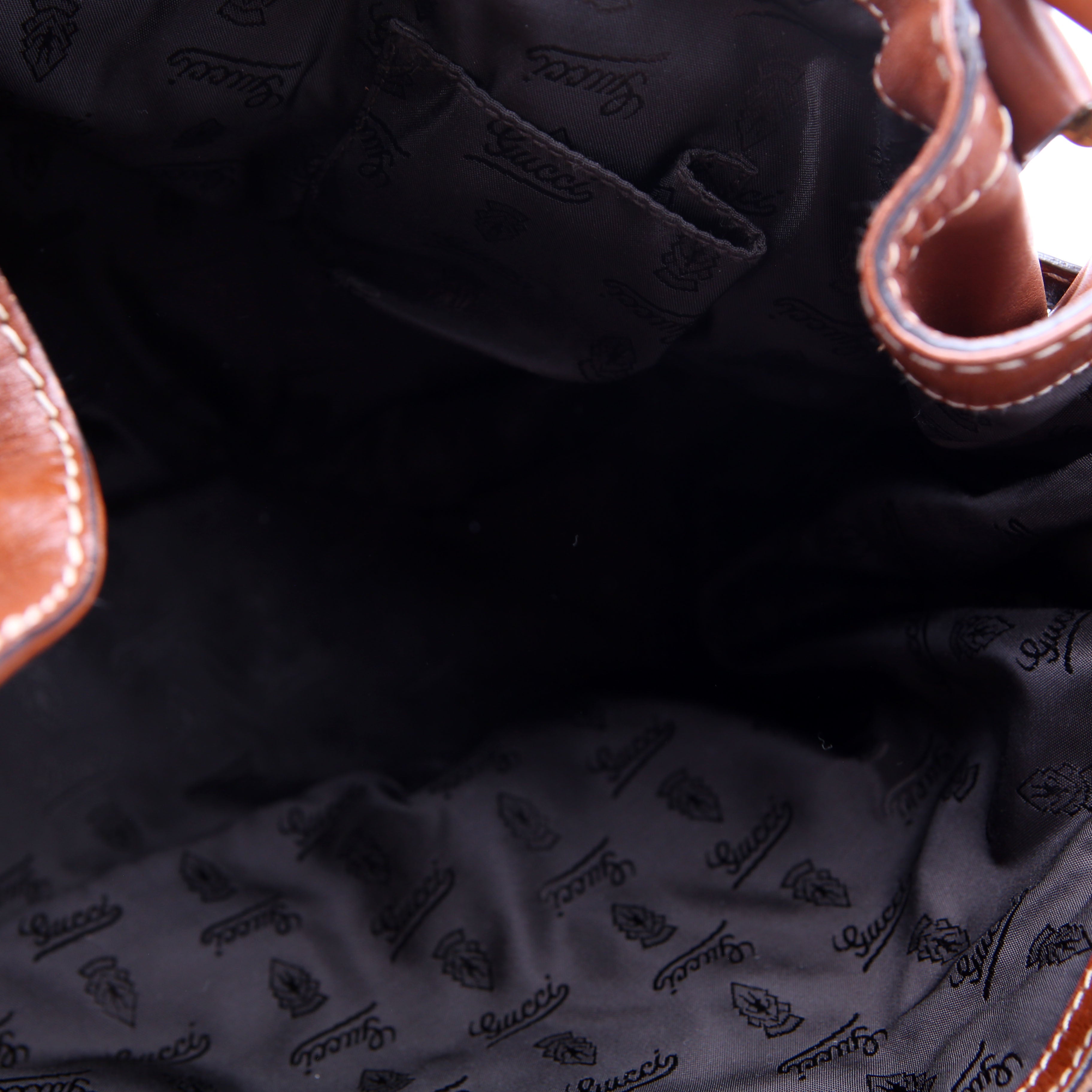 Gucci 203546 Leather Jockey Hobo Brown