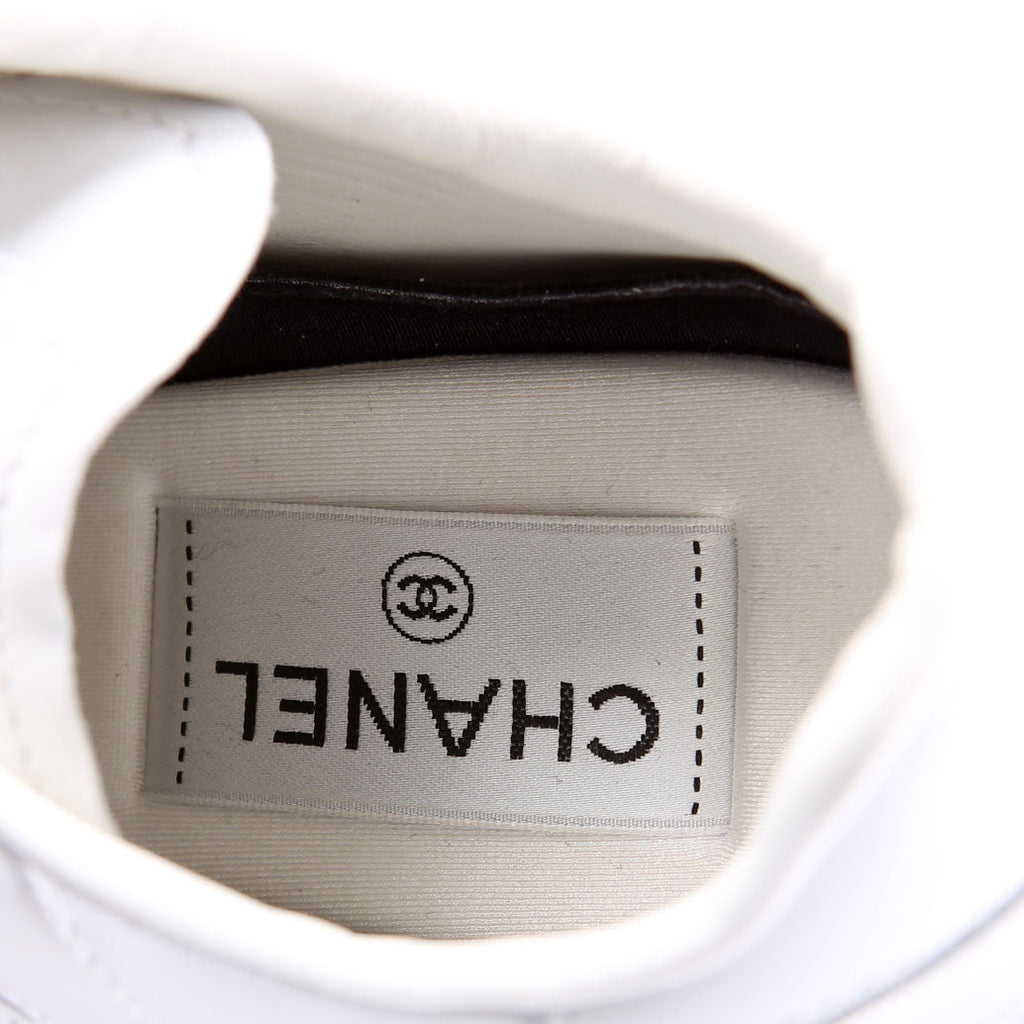 CC Logo Calfskin Sneakers Size 41 White