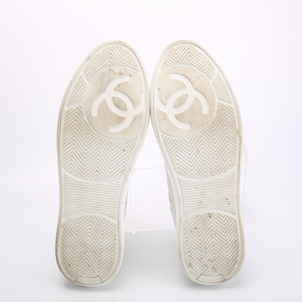 CC Logo Calfskin Sneakers Size 41 White